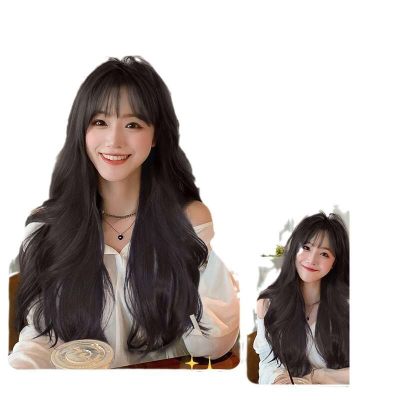 Lace Front Wig Cover T Shape Natural Full Head Women S Fashion Big Wave Lace Long Curly Imitation Human Hair Wig Set