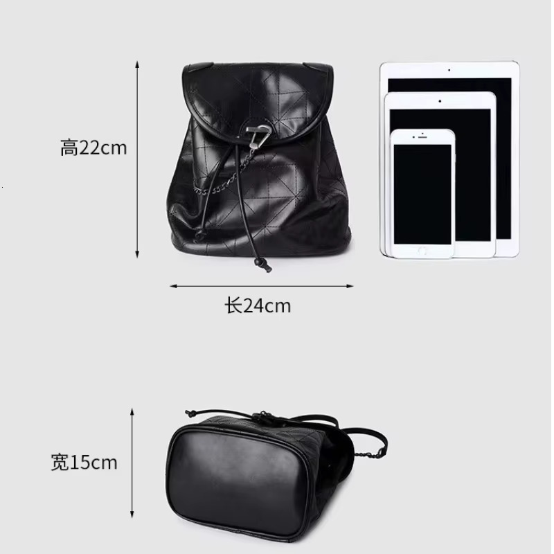 2024 Shoulder Retro Black Backpacks New Fashion Female Advanced Sense Chain Bags Women's High Quality Waterproof Back Packs