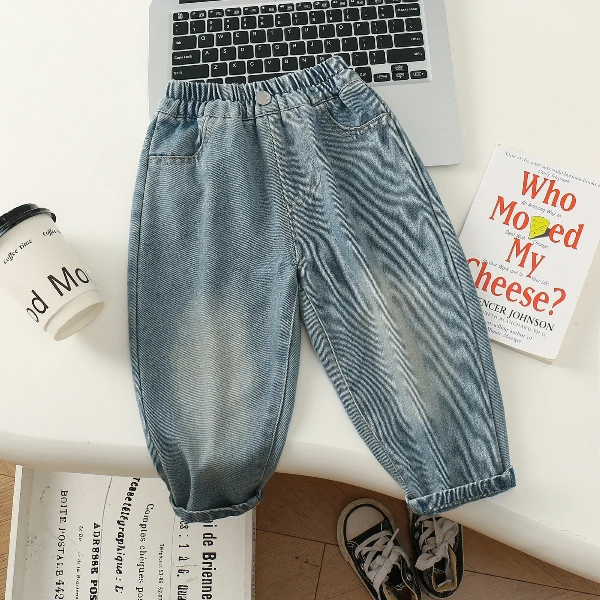 Autumn Infant Baby Boy Jeans Korean Casual Embroidery Outwear Children Boy Denim Pants Loose Elastic Waist Kid Boys Trousers 250115