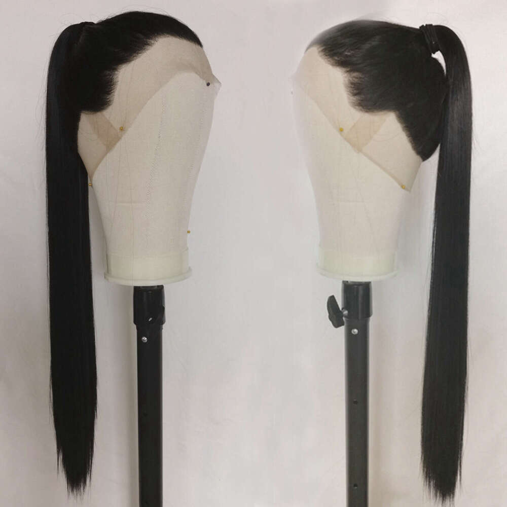 Lace Front Wig Cover T Shape Fashion Wig With Straight Hair Lace Synthetic Full Hand Hook Wig Headband For Cosplay Performance Using Long Hair