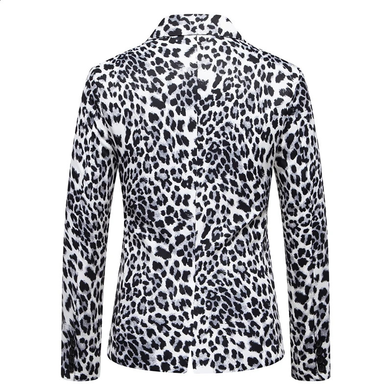 Fashion Mens Casual One Button Suit Leopard Printing Performance Dress costume Blazer Jacket Clothing 250109Z
