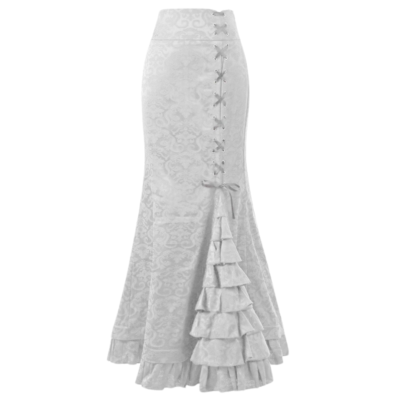 New European and American skirts women's clothing gothic style dark skirt jacquard dress subcultural lace-up hip-wrapped fishtail skirt