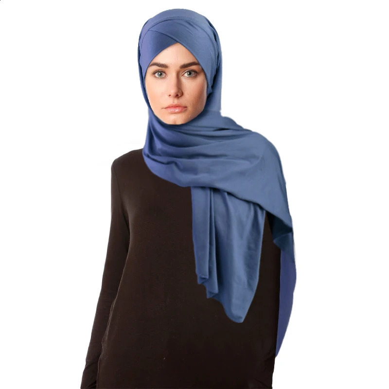Non-Slip Muslim Cross Tie Jersey Instant Hijab Good Stitch Stretchy Scarf Breathable Islam Long Shawl Headband Plain Turban 250121