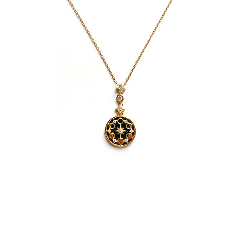 Blue sandstone sun moon stars exquisite clavicle chain retro high sense S925 sterling silver temperament necklace female 250117