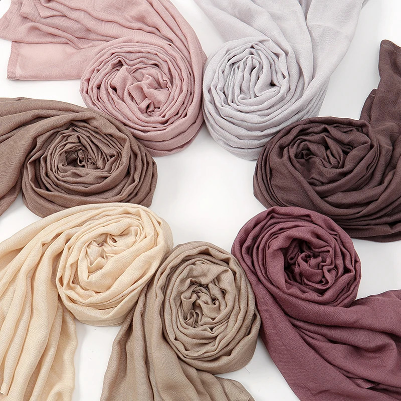 Fashion Rayon Cotton Hijab Shawls Modal Muslim Hijabs Women Plain Scarf Small Size Headscarf Islamic Turban Headband 170*70cm 250121