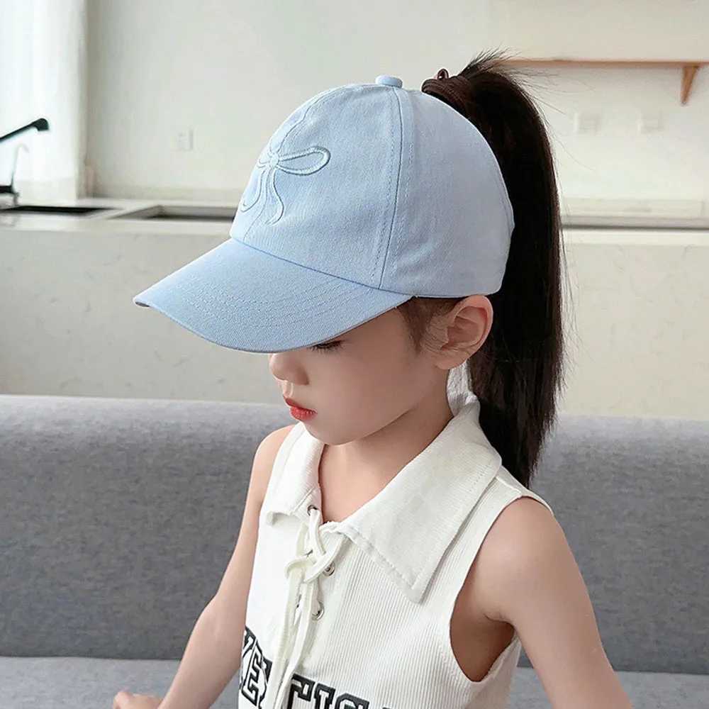 Sweet Bow Baby Girl baseball cap pink and white childrens sun hat high ponytail childrens sun hat adjustable outdoor travel hat new T250121