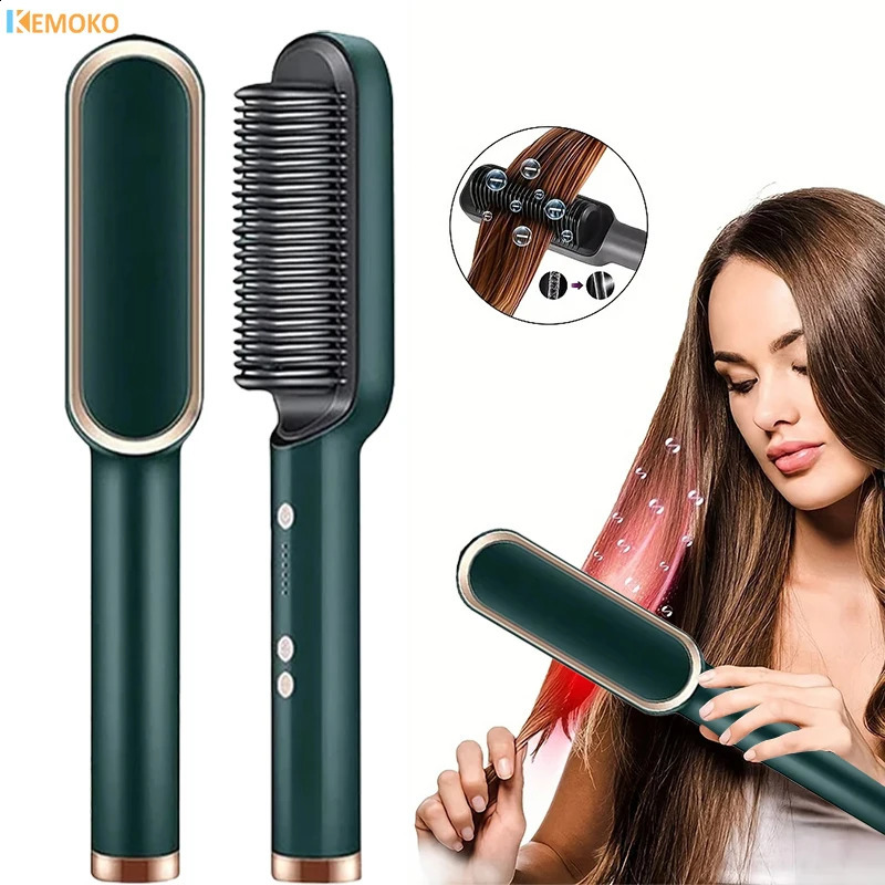 3-in-1 Straightening Comb Heated Hair BrushHair Straightener Brush Negative Ion Styling Comb Hair Styling Tool 250117