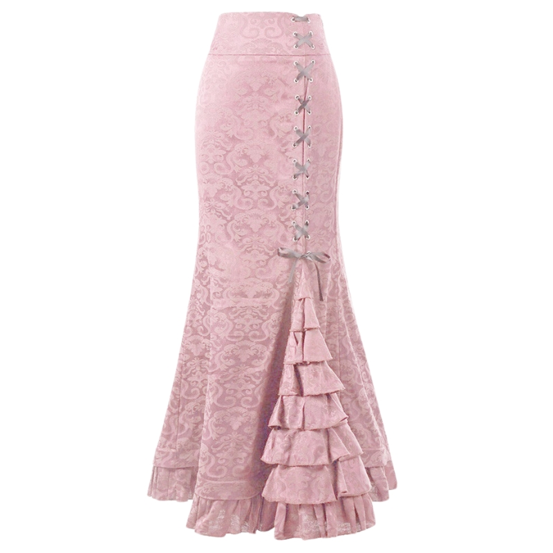 New European and American skirts women's clothing gothic style dark skirt jacquard dress subcultural lace-up hip-wrapped fishtail skirt