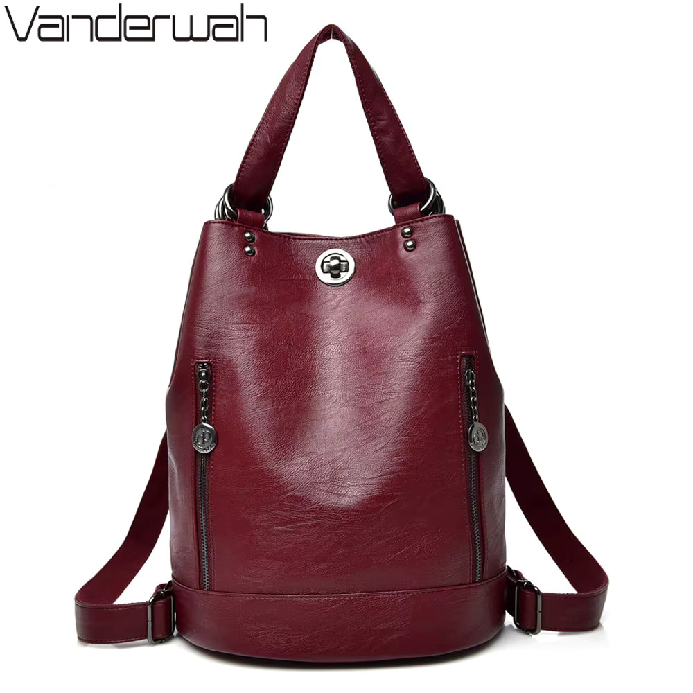 2024 Backpack Mochila Feminina Casual Multifunction Women Leather Backpack Female Shoulder Bag Sac A Dos Travel Back Pack