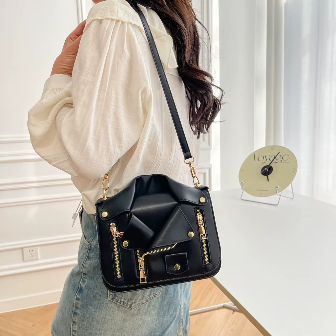 Leather Jacket Cosplay Shoulder Bag Designer Women's PU Attractive Punk Style Crossbody Bags For Girls