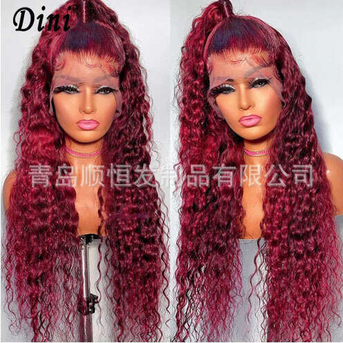 Lace Front Wig Cover T Shape Women S Wig Front Lace Small Curl With Long Curly Hair In The Middle Fashionable Explosive Head Synthetic Fiber Headband