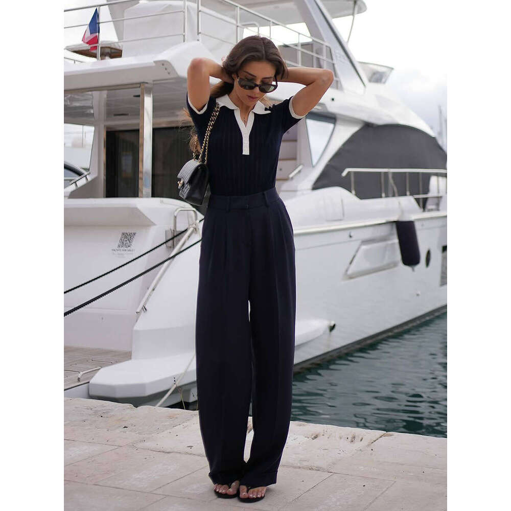 Black Contrast Knitted T-Shirt Women New Vintage V Neck Slim Short Sleeve Tops Tees Summer Elegant Fashion Button T-Shirts