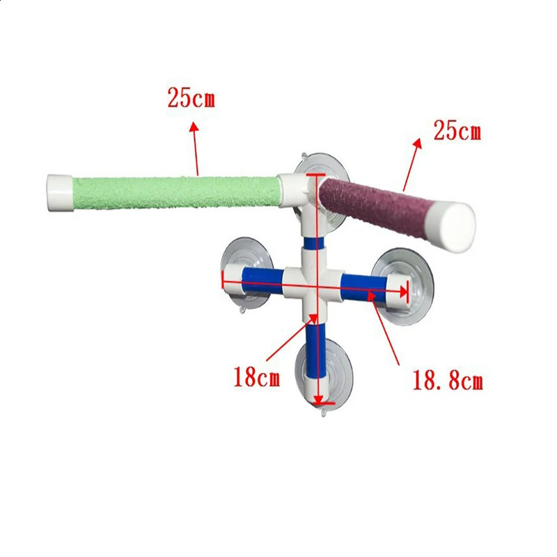 Pet Parrot Bath Shower Perches Standing Platform Rack Suction Wall Cup Bird Toys Parrot Stand Stick Rack Perch For Birds Pet Toy 250121