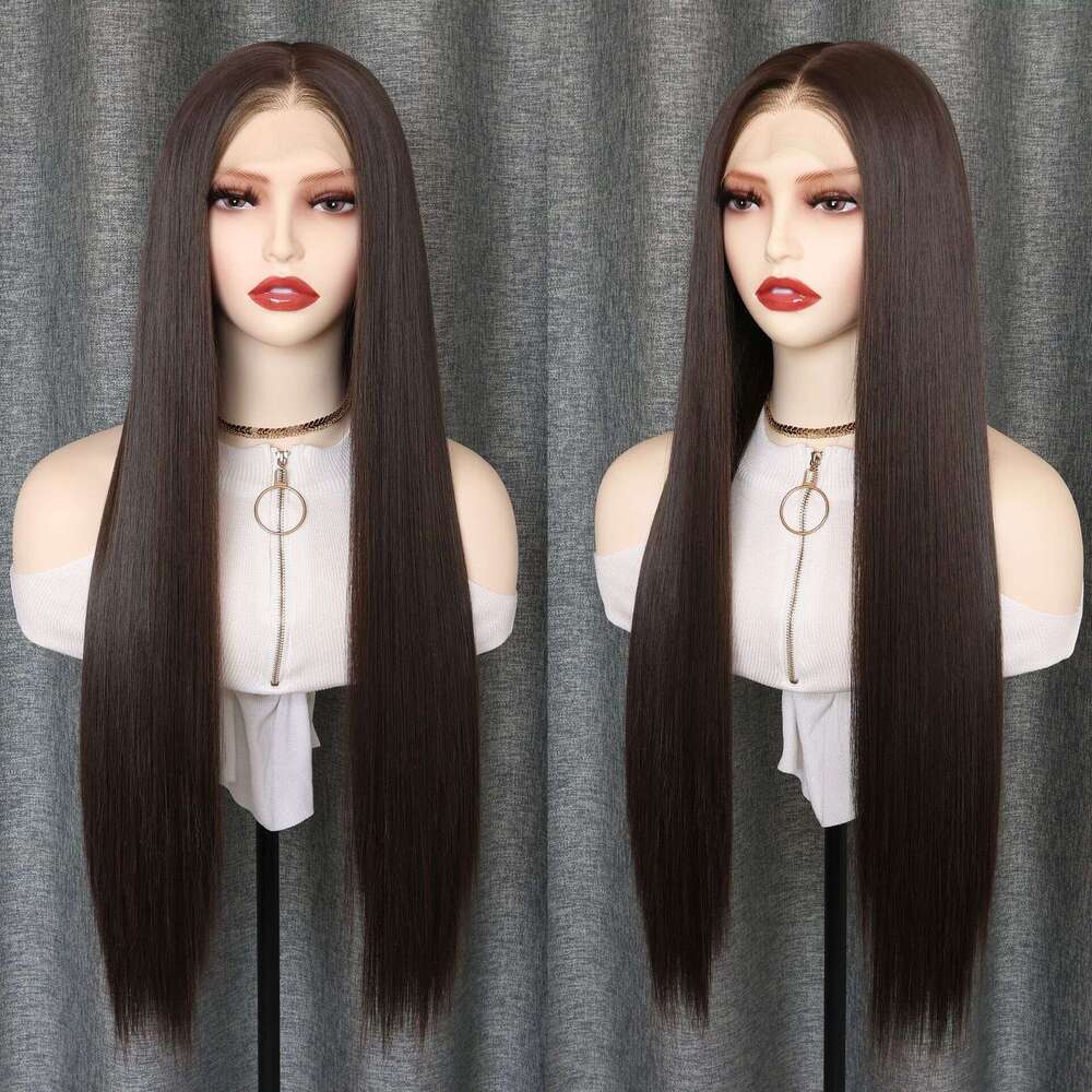 Lace Front Wig Cover T Shape Fashion Women S Wig Front Lace Medium Brown Long Hair Synthetic Half Nized Headset