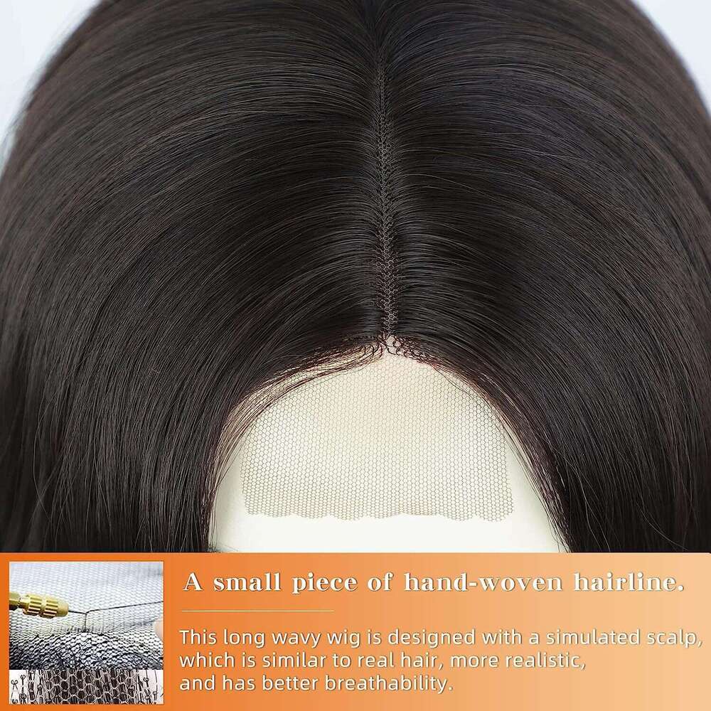 Lace Front Wig Cover T Shape Cross Dyed Gradient Headpiece Wig For Women Mid Split Long Curly Hair With Big Waves Lace Front