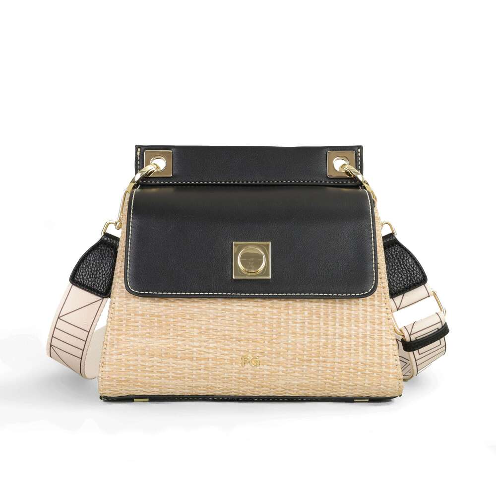 PATSY PG G Women's Crossbody Bag Pure Color Simple Woven Design Suction Buckle Flap Backpack