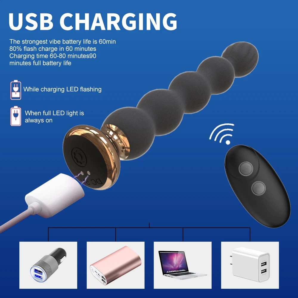 10 Speed Anal Vibrator Anal Beads Prostate Massage Dual Motor Butt Plug Stimulator Remote Control Vibrator Sex Toy For Men Women 250108