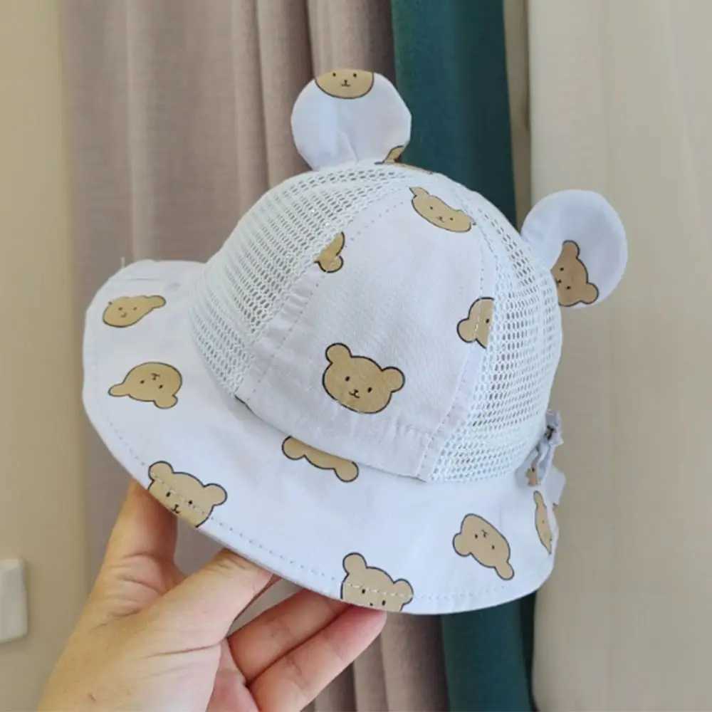 Cartoon Bear Baby Bucket Caps for Boy Girl Cute Animal Printing Infant Fisherman Hat Summer Toddler Panama Sun Cap M250121