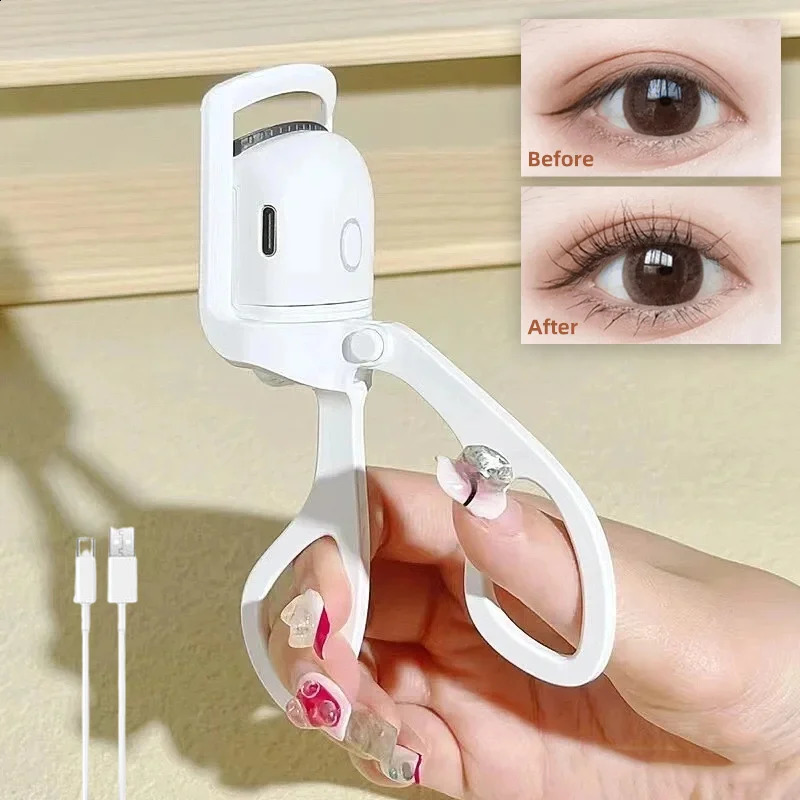 Heated Eyelashes Curler Portable USB Rechargeable Electric Eyelash Quick Heating Long Lasting Curling Effect 250115