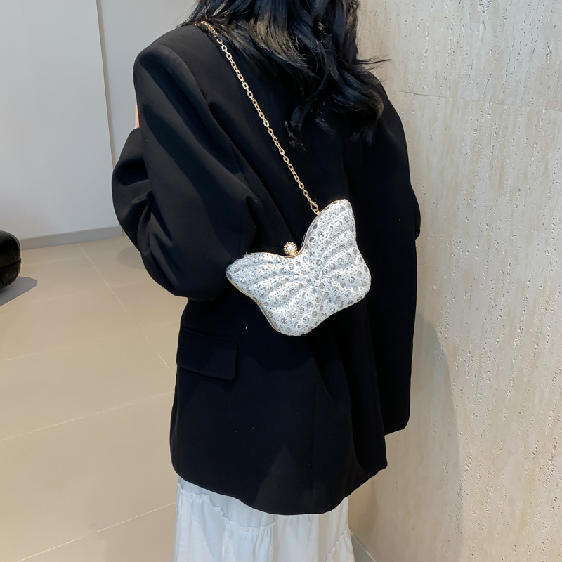 Small Niche Design Fairy new style Summer New High-End Fashion Rhinestone Shoulder Chain Dinner Butterfly Bag