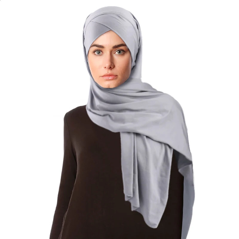 Non-Slip Muslim Cross Tie Jersey Instant Hijab Good Stitch Stretchy Scarf Breathable Islam Long Shawl Headband Plain Turban 250121