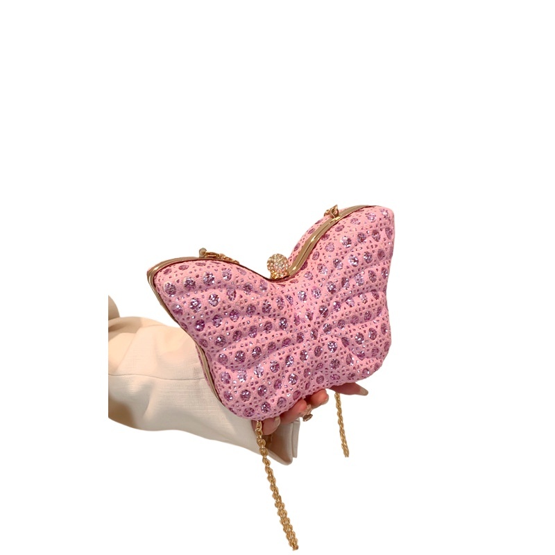 Small Niche Design Fairy new style Summer New High-End Fashion Rhinestone Shoulder Chain Dinner Butterfly Bag