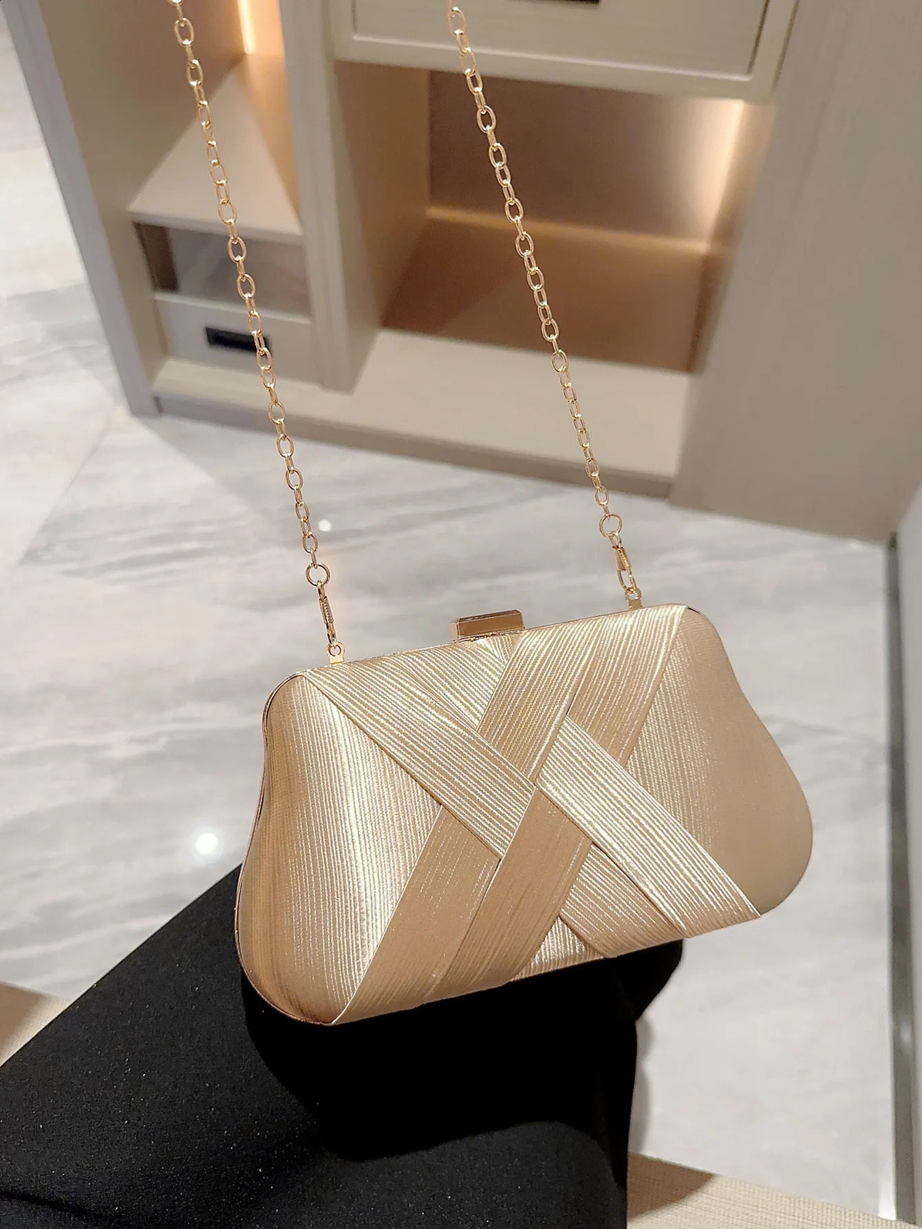 Ladies classic cross satin evening bag clutch bag party prom bag evening bag dress bag wedding bag chain bag 250122