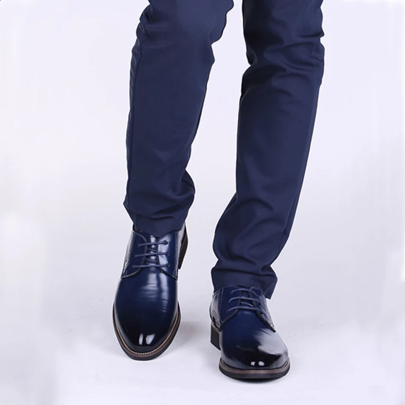 Men Oxfords Shoes British Black Blue Shoes Handmade Comfortable Formal Dress Men Flats Lace-Up Bullock Business Shoes hjm7250114