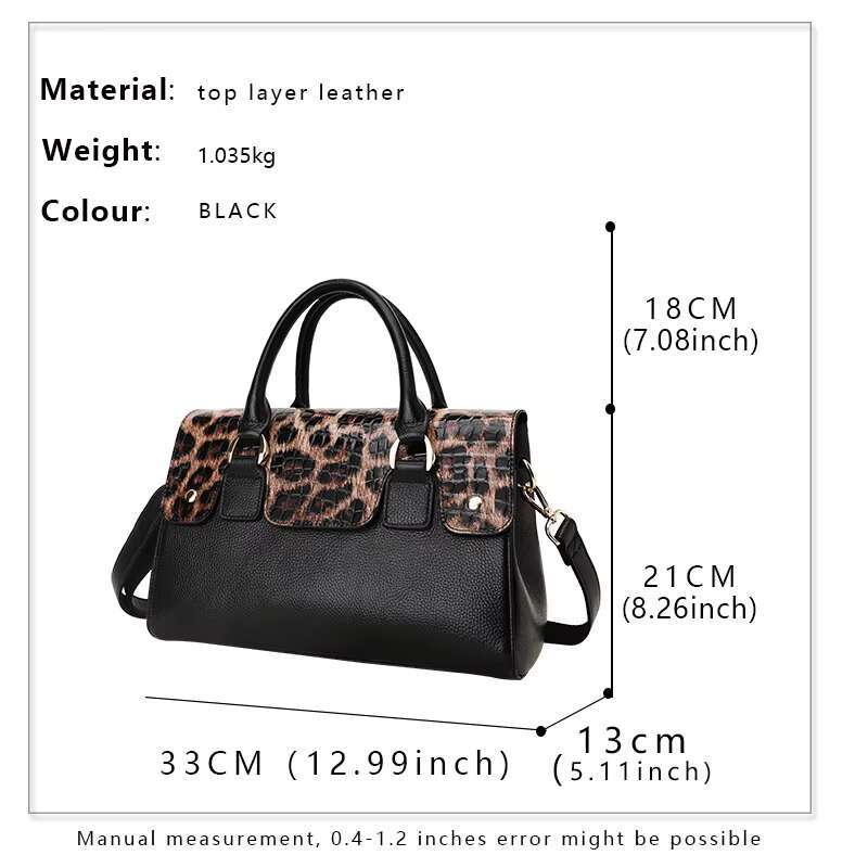 Aidrani New Women's Handbag Made Of High Quality Cowhide, Leopard Pattern Design, Large Capacity Portable Briefcase