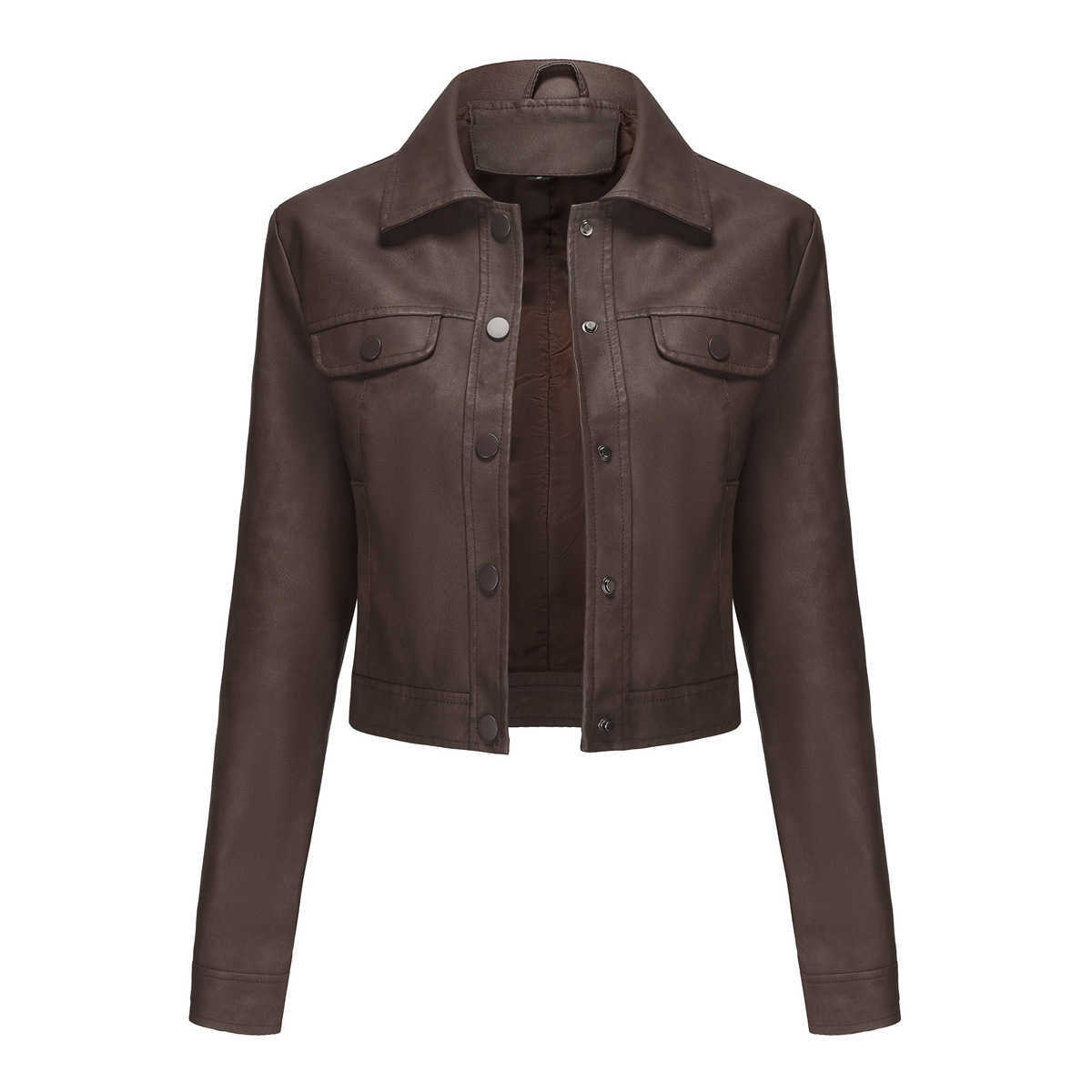 Spring Autumn Thin Leather Jacket Womens Multi Pocket Cardigan Casual Jacket Fashionable and Popular Daily Coat Womens Leather Womens Jacket 241209