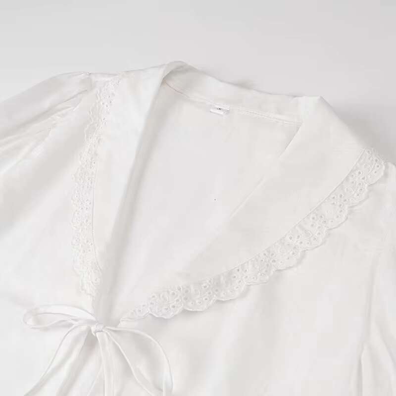 White Elegant 2 Piece Sets Women New V Neck Lace Patchwork Lace-Up Blouse+Shorts Skirts Summer Casual Fashion Holiday Set