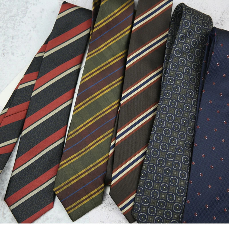Trendy Striped Neckties For Men Formal Silk Tie Polyester Jacquard Skinny Neck Wedding Corbata 8cm Gravata Ties 250114