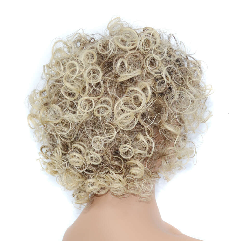 Lace Front Wig Cover T Shape Golden Short Hair Big Headband Explosive Head Fluffy Curly Wig Headband