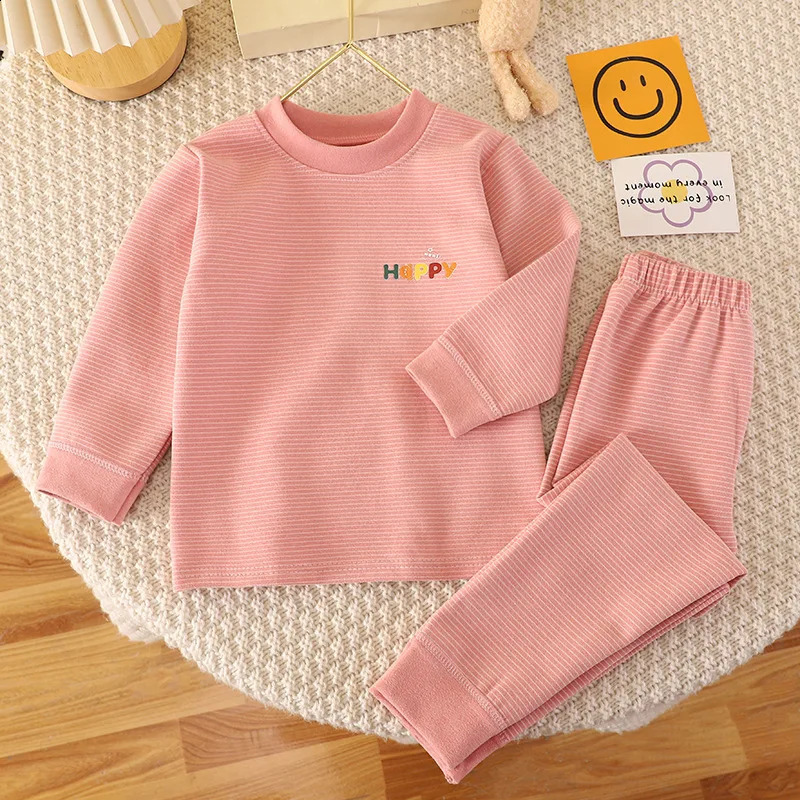 2025 Autumn Kids Baby Boys 2PCS Sleepwears Set Cotton Striped Letter Tops Stretch Skinny Pants Suit Toddler Boys Pajamas 250121