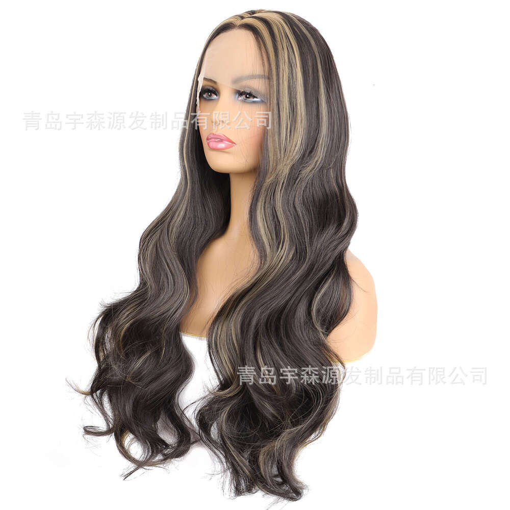 Lace Front Wig Cover T Shape New Piano Color Synthetic Front Lace Wig Headset Women S Intercolor Long Curled Hair