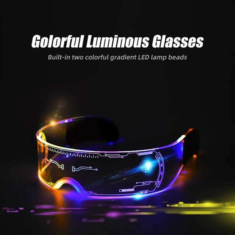 Cool LED Glasses Shining Sunglasses Cyberpunk Shining Party Glasses Rave Neon Mask Toys Vocal Music Concert Decoration Glasses DJ T250122