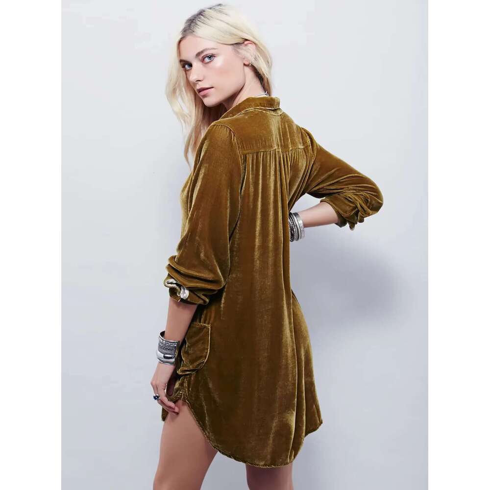 Free Shipping Women Winter Dresses Comfortable Veet Warm People Hot Bohemian Short Velour Long Sleeve Dress