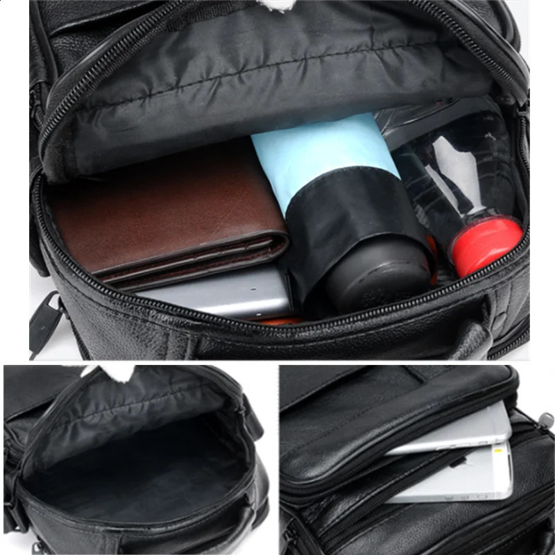 high-quality leather mens casual shoulder messenger bag fashion ten font handbag Mochila handbag 250109