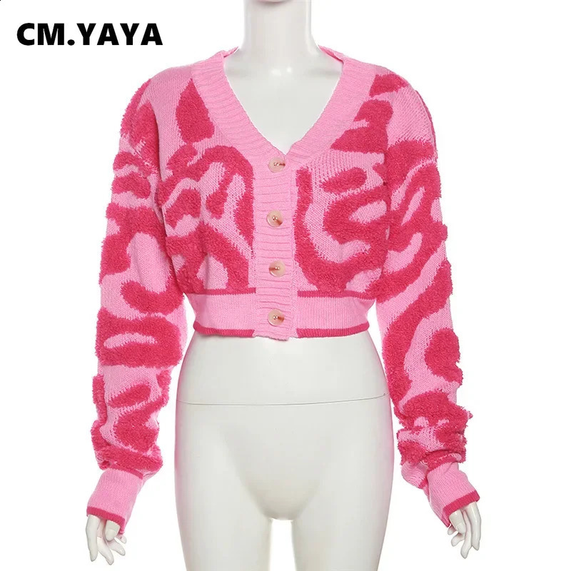 CM.YAYA Vintage Women Knit Ribbed Long Sleeve Single Breasted Oversized Cardigan Sweater Tops Ins Street Jumpers Outwear 250122