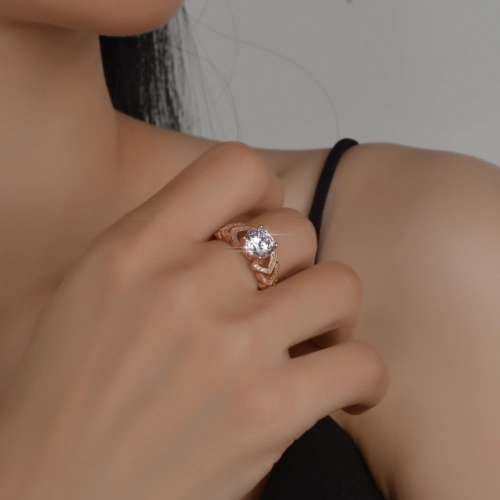 Gra ring two- micro-inlay zircon-plated platinum-plated rose-gold ring Ladys jewelry 250121