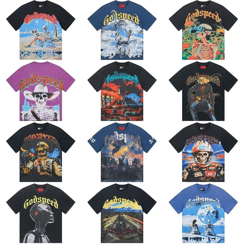 hip hop Godspeed shirt designer t shirt mens t shirt summer beach hipster fashion streetwear graphic tee vintage washed black tee US S-XL