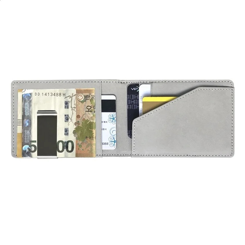 Fashion Mens Leather Money Clips Wallet Multifunctional Thin Man Card Purses Women Metal Clamp for Money Cash Holder 250121