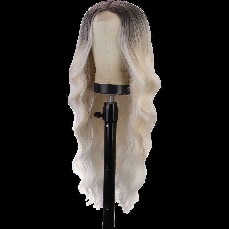 Lace Front Wig Cover T Shape Chemical Fiber Women S Long Curly Hair With Gradually Changing Color In The Middle Lace Wig Headband Wigs
