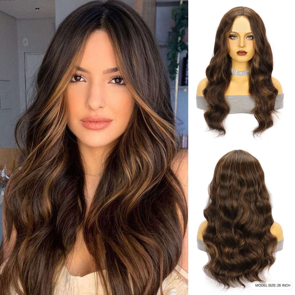 Lace Front Wig Cover T Shape New Brown Straight Hair With Big Waves Long Curly Hair Synthetic Front Lace Women S Wig Headband Small Size