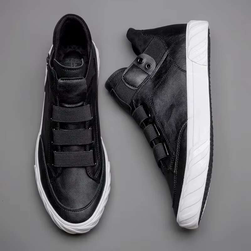 Men's Leather Korean Trend Comfortable Loafer Shoes British Fashion High Top Sneakers New Moccasins Men