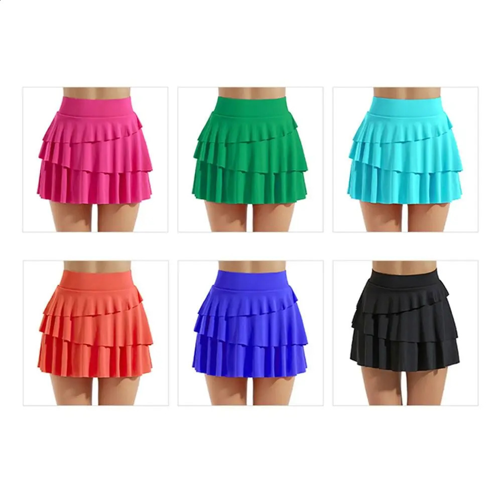 2 Pockets Pleated Tennis Skirts Ruffle Tummy Control Layered with Shorts Quick Drying Sports Dance Skirt Female 250122