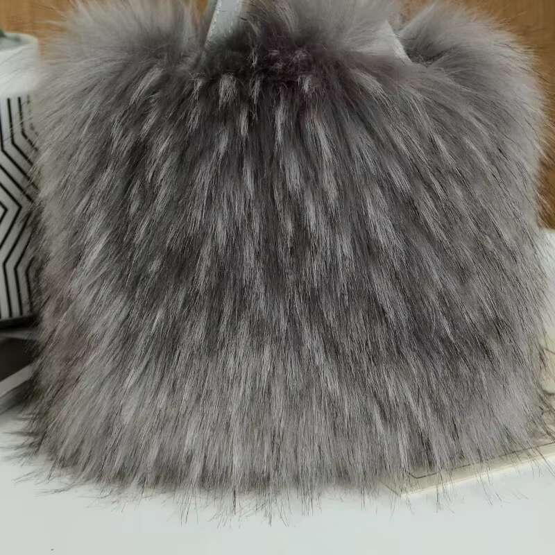 Design Women's Faux Fur Handbag Winter Soft And Fluffy Large Capacity Tote Bag High Quality Pu Splicing Shopper Purses