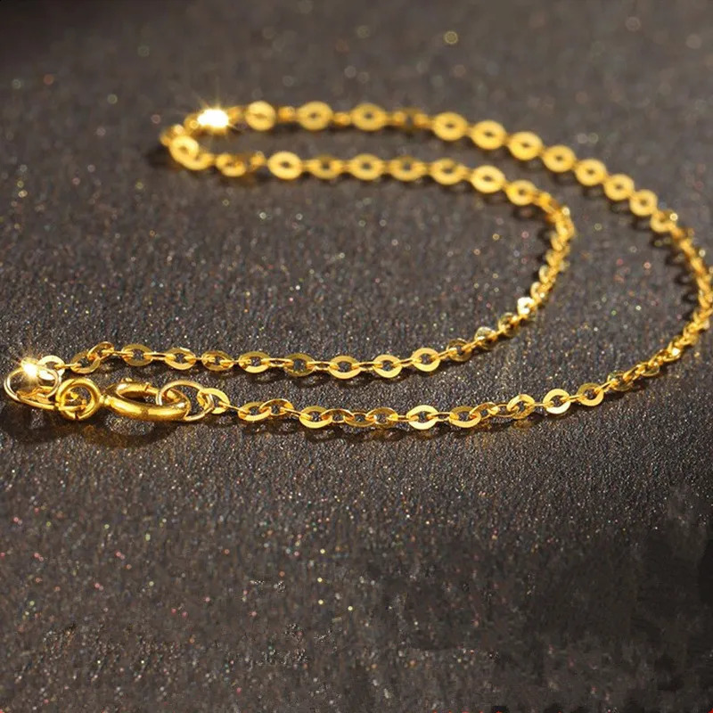 LABB Real 18K Gold Bracelet Pure Au750 Flash O Plain Chain DIY Simple Small Fresh Bracelet Womens Boutique Jewelry Gift B0056 250121