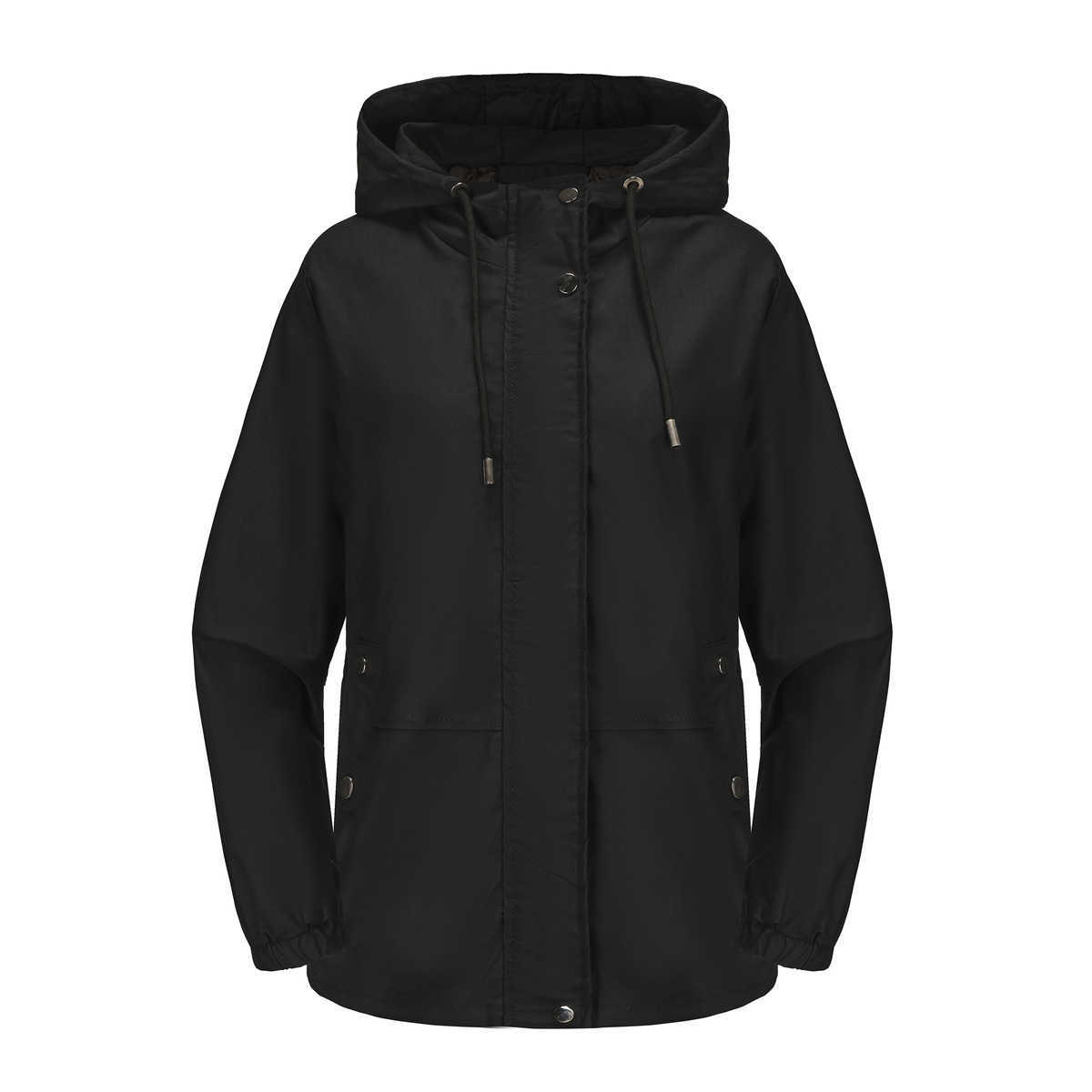 Spring Autumn Casual Windbreaker Womens Loose Windproof Jacket Hooded Long Sleeved Basic Windproof Jacket Women Leather Womens Jacket 241209