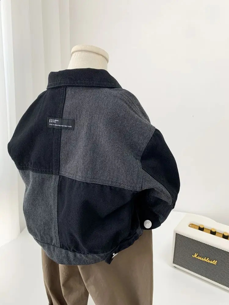 Baby Boys Coats Fashion Cool Casual Patchwork Jeans Jacket 2024 Spring Autumn Korean Style Childrens Coats 250121